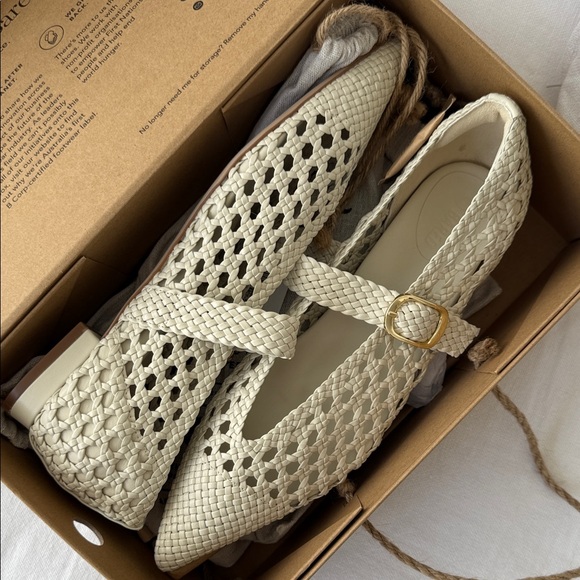 Bared Footwear Cream Woven Women's Flats - Picture 1 of 3